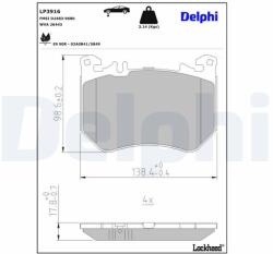 DELPHI fékbetétkészlet, tárcsafék DELPHI LP3916 (LP3916)