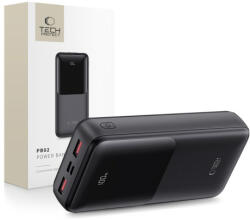 Tech-Protect PB02 Power Bank 20000mAh 2x USB / USB-C / Micro USB 22.5W, fekete