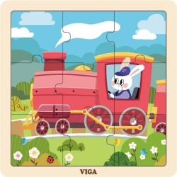 Viga Toys Fa puzzle Mozdony 9db