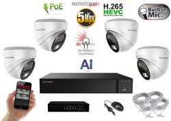  MS - AI Hybrid Light IP kamerarendszer 4 kamerával switchel 5 Mpix WD - 6141k4B