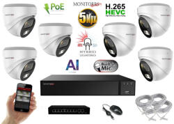  MS - AI Hybrid Light IP kamerarendszer 6 kamerával switchel 5 Mpix WD - 6141k6B