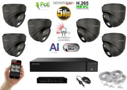MS - AI Hybrid Light IP kamerarendszer 6 kamerával switchel 5 Mpix GD - 6142k6B