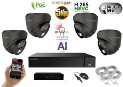  MS - AI Hybrid Light IP kamerarendszer 4 kamerával switchel 5 Mpix GD - 6142k4B