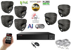 Monitorrs Security - AI Hybrid Light IP kamerarendszer 7 kamerával 5 Mpix GD - 6142k7