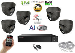 Monitorrs Security - AI Hybrid Light IP kamerarendszer 5 kamerával 5 Mpix GD - 6142k5
