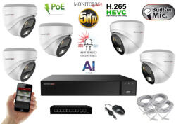  MS - AI Hybrid Light IP kamerarendszer 5 kamerával switchel 5 Mpix WD - 6141k5B