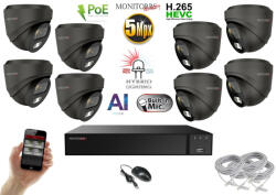 Monitorrs Security - AI Hybrid Light IP kamerarendszer 8 kamerával 5 Mpix GD - 6142k8