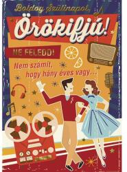 Cardex Retro stílusú Boldog Szülinapot Örökifjú feliratú születésnapi zenélő üdvözlőlap képeslap Cardex (100HMC034)