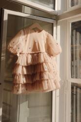 Konges Sløjd gyerek ruha FAY DRESS GRS bézs, mini, harang alakú, KS101971 - bézs 86