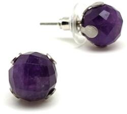R. M. ékszer Fülbevaló fazettált acél karmos golyó Ametiszt 10mm (088522)