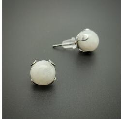 R. M. ékszer Fülbevaló acél karmos golyó Holdkő fehér 8-9mm (088534)