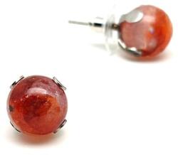 R. M. ékszer Fülbevaló acél karmos golyó Hematoid vörös 10mm (088535)