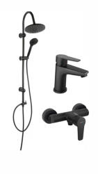FERRO Pachet sistem de dus+baterie lavoar FERRO RONDO+RITTO BLACK NP21BL+BTR2BL+BTR7BL