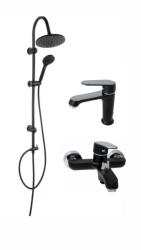 FERRO+EVER Pachet sistem de dus cada si baterie lavoar FERRO RONDO+EVER BLACK NP21BL+ER-A201N+ER-A204N