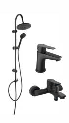 FERRO Pachet sistem de dus cada si baterie lavoar FERRO RONDO+RITTO BLACK NP21BL+BTR1BL+BTR2BL