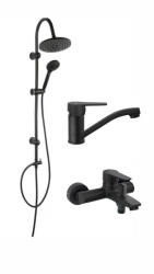FERRO Pachet sistem de dus cada si baterie lavoar FERRO RONDO+RITTO BLACK1 NP21BL+BTR1BL+BTR2ABL