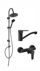 FERRO Pachet sistem de dus+baterie lavoar FERRO RONDO+RITTO BLACK NP21BL+BTR7BL+BTR2ABL