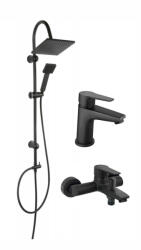FERRO Pachet sistem de dus cada si baterie lavoar FERRO SQUERTO+RITTO BLACK NP22BL+BTR1BL+BTR2BL