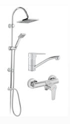 FERRO Pachet sistem de dus+baterie lavoar FERRO SQUERTO+RITTO CROM1 NP22+BTR7+BTR2A