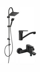 FERRO Pachet sistem de dus cada si baterie lavoar FERRO SQUERTO+RITTO BLACK1 NP22BL+BTR1BL+BTR2ABL