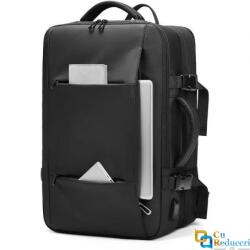 MingLu Rucsac/Ghiozdan MingLu pentru laptop 17.3 inch, extnsibil 30-47L, port USB, impermeabil, spate ventilat, unisex, spatios, calatorie, scoala sau servici, negru (ML52455245)