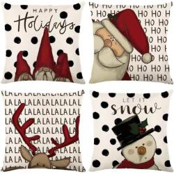 Sunshine smile Fete de perna decorative pentru exterior, set de 4 bucati, ren, om zapada, pitici, Mos Craciun, 45 x 45 cm Lenjerie de pat