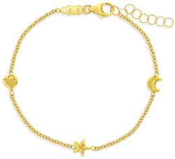 Bebe Gold Bratara din Aur 14K pentru Copii - model Inima, Luna si Stea, reglabila 13-15 cm