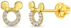 Bebe Gold Cercei din Aur 14K pentru Copii - model Mouse cu Pietre CZ, inchidere cu Filet si Protectie