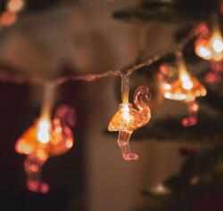  LED fényfüzér - flamingó - 1, 1 m - 10 LED - melegfehér - 3 x AA (glo-58219)