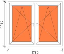 180×150 Tokosztott műanyag ablak 3 rétegű üveggel