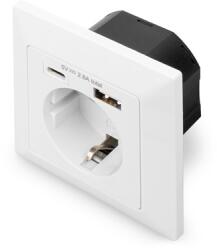 ASSMANN DA-70615 1x USB Type-C 1x Type-A 250V schuko süllyesztett fali aljzat (DA-70615) - officedepot