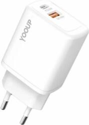 YOOUP NC56-D USB-A / USB-C Hálózati Töltő Adapter 30W - Fehér (NC56-D 30)