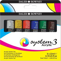 Daler-Rowney System3 Akril festékek készlete 6 x 22 ml (129100005)