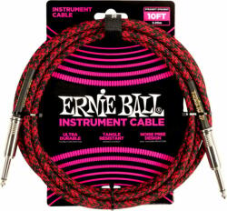 Ernie Ball Braided Straight Straight Inst Cable 3 m Egyenes - Pipa Hangszórókábel (P06394)