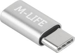 M-Life Micro USB - USB C M-Life ezüst (ML0850S)