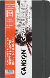 Canson Book Hardbound Graduate Sketch & Notes Vázlatfüzet 21, 6 x 14 cm 90 g Dark Grey (C31200L045)