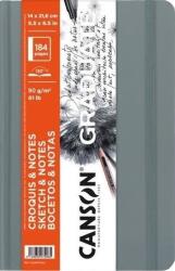 Canson Book Hardbound Graduate Sketch & Notes Vázlatfüzet 21, 6 x 14 cm 90 g Light Grey (C31200L044)