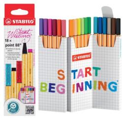 STABILO Căptușeală fină - STABILO point 88 - set de birou Zick-Zack 18 buc - 18 culori diferite