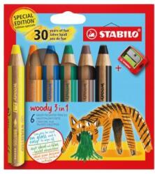STABILO woody 3 în 1 creioane colorate, apă, ceară (6 buc) Tiger
