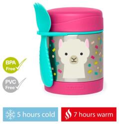 SKIP HOP Zoo rozsdamentes acél ételtároló termosz evőeszközzel 325ml Láma
