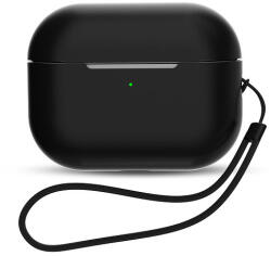 Hurtel Szilikon tok AirPods Pro 2-hez / AirPods Pro 1-hez + csuklópánt pánt - fekete