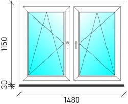  150×120 Tokosztott nyb/nyb műanyag ablak
