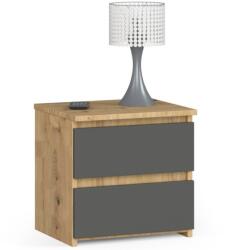 AKORD Furniture Factory Éjjeliszekrény 2 fiókkal 40 x 40 x 35 cm AKORD CL2 - artisan tölgy/szürke (AK-380490) - inlea