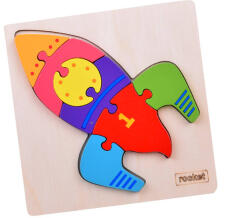 Inlea4Fun Puzzle educativ, din lemn pentru copii - Inlea4Fun ROCKET ZA5370 - rachetă 8 piese (JO-ZA5370)