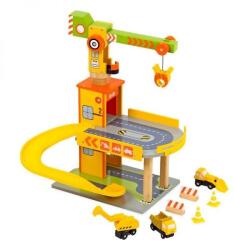 Mentari Set garaj din lemn cu macara si utilaje (MEN3962) Set bricolaj copii