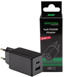 PATONA Premium GaN PD45W Adapter fekete 1xUSB-C 1xUSB-A PD3.0 QC3.0 (PT-2639)
