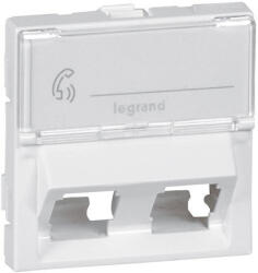 Legrand 078613 Program Mosaic előlapi keret informatikai csatlakozóaljzatok számára, kettős Keystone csatlakozóaljzathoz, 45°-ban döntött, 2 modul széles, átettsző címketartóval, fehér ( Legrand 078613 ) (078