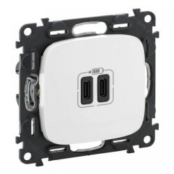 Legrand 755345 Valena Allure Töltőaljzat Kettős USB C-típusú csatlakozóval, 5V-3A-15W, Túlfesz-védelem >1kW, Class II SELV, Fehér ( Legrand 755345 ) (755345)