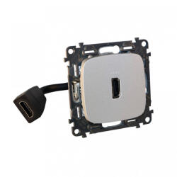 Legrand 755167 Valena Allure Elővezetékelt HDMI 1.4 típusú csatlakozóaljzat, 15 cm kábellel szállítva, Alumínium ( Legrand 755167 ) (755167)