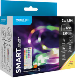 Modee LED Smart (Remote) Szalag 12W IP20 +sensor 2700K+RGB (550 lumen) 2x1, 5M (MSL-LS12W2X1-5MRGB2700KS-R)